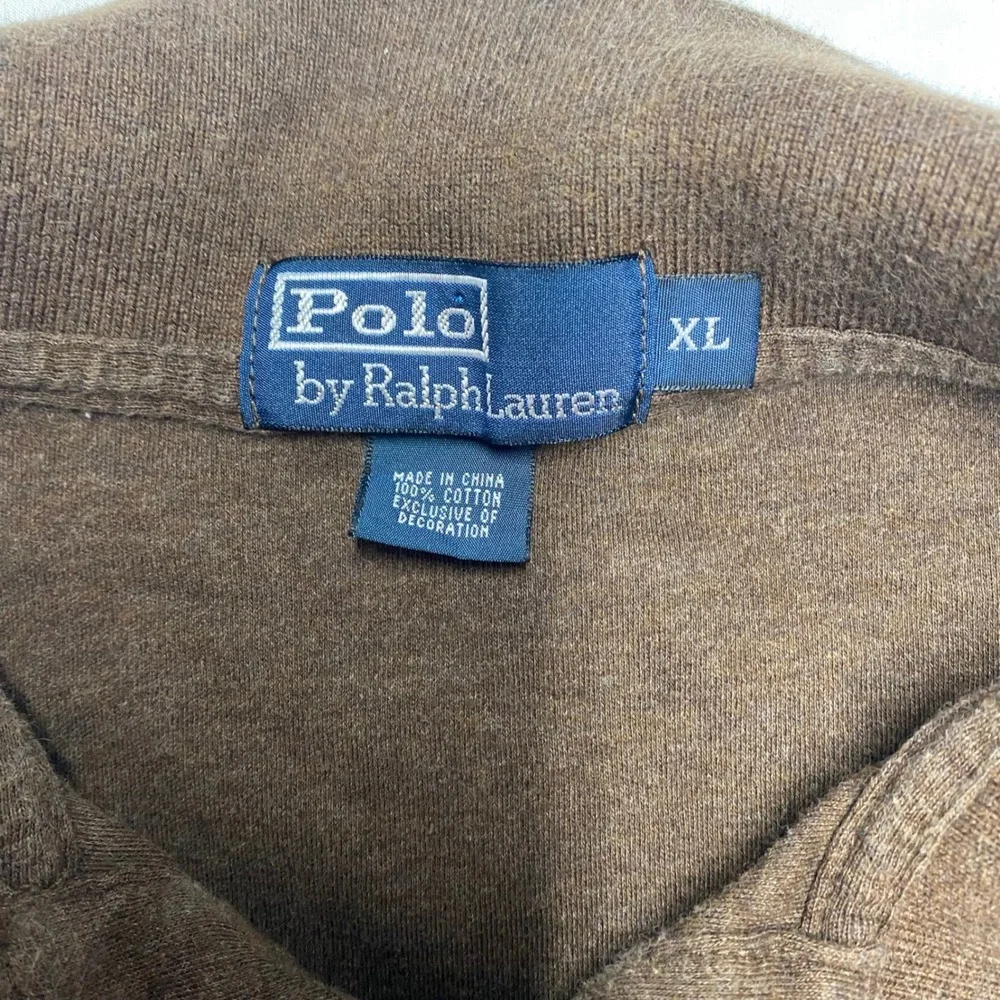 Polo Ralph Lauren Mens XL Brown Cotton Short Sleeve Polo Shirt Green Pony Logo